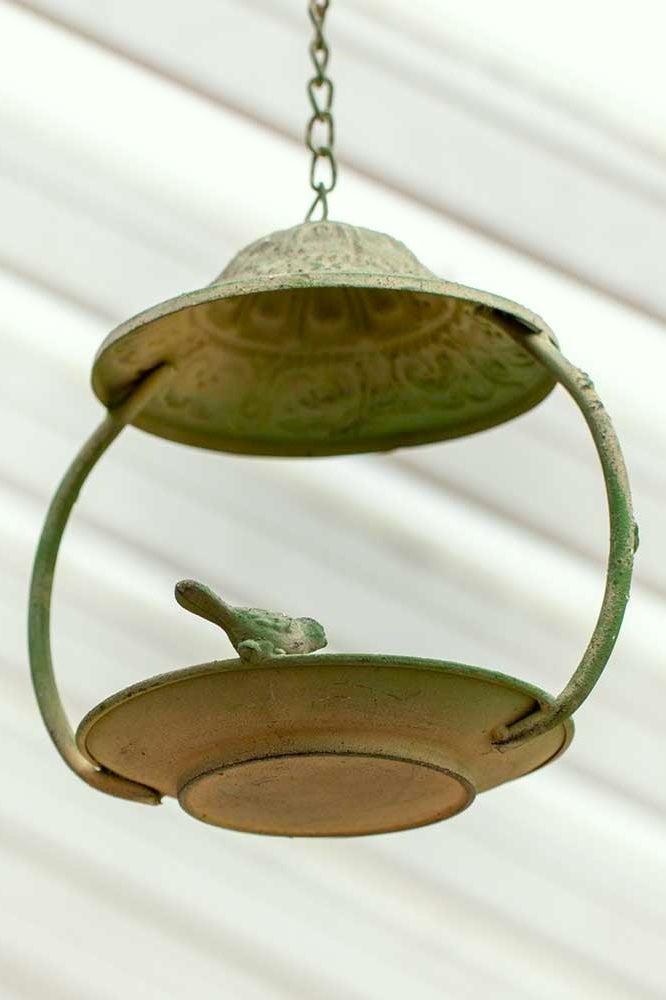 Hanging Metal Bird Feeder - Antique Green