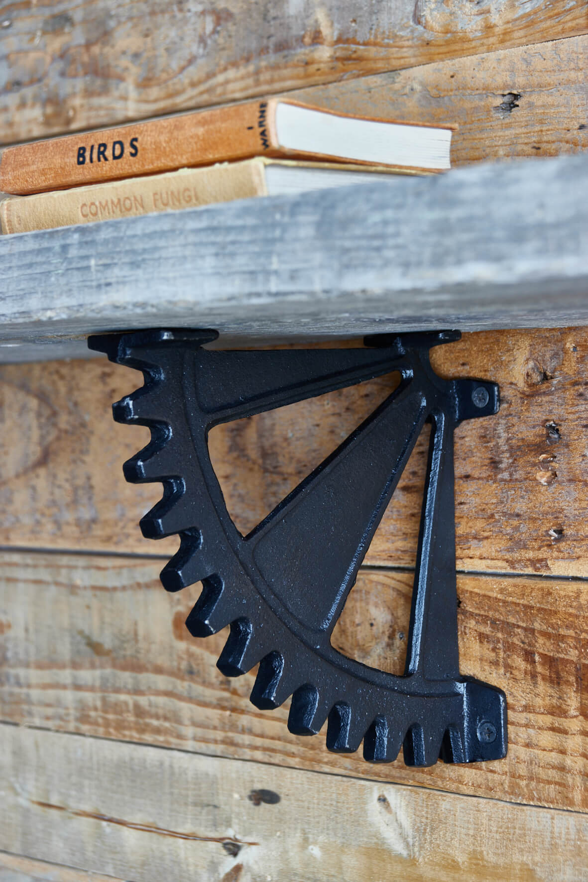Industrial Cast Iron Cog Shelf Bracket - Pair