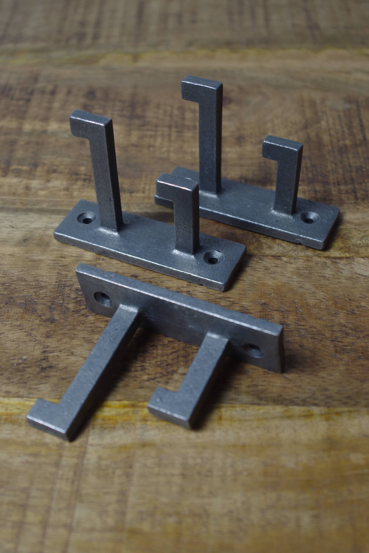 Industrial Deco Double Wall Hook - Set of 3