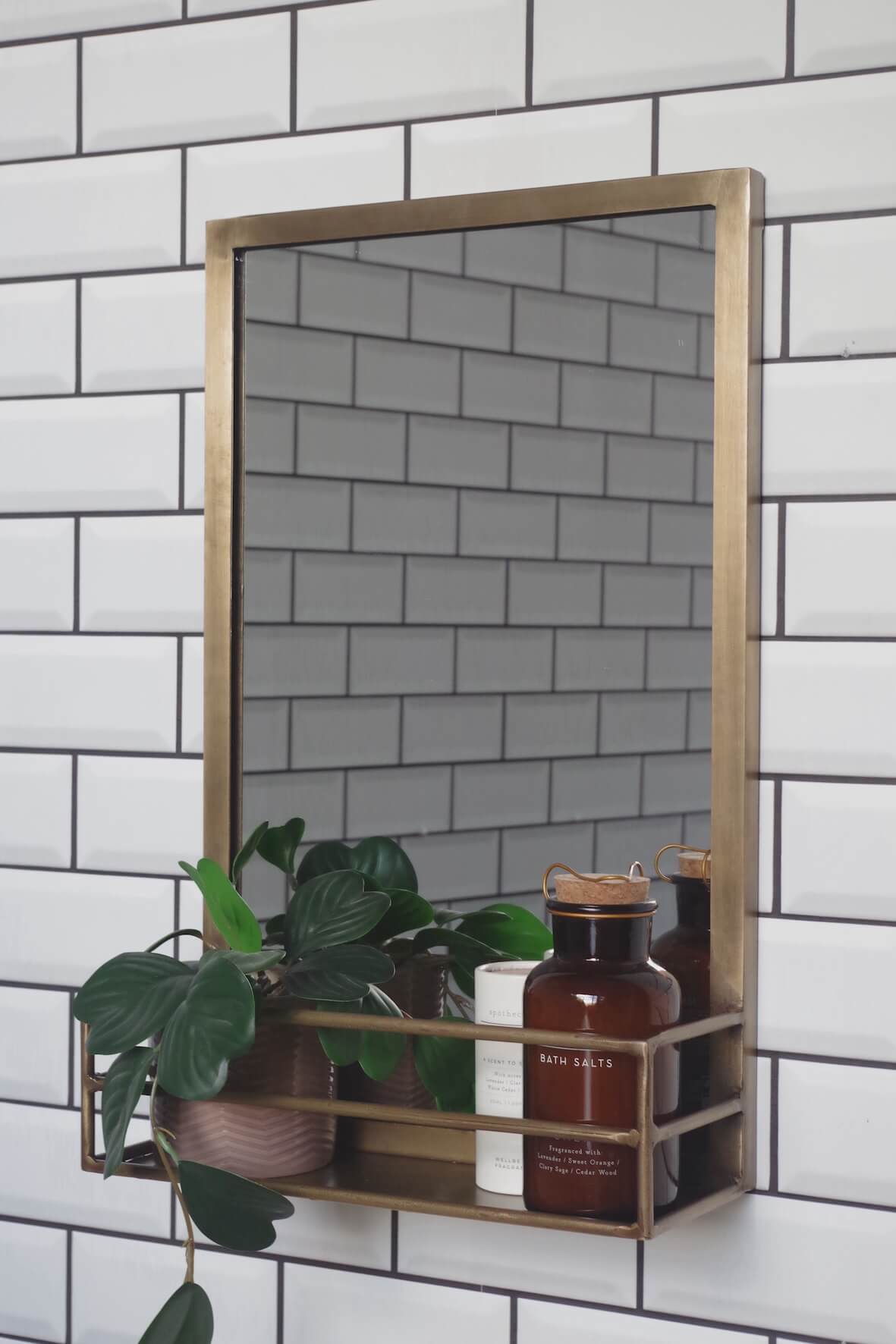 Industrial Portrait Mirror - Antique Brass