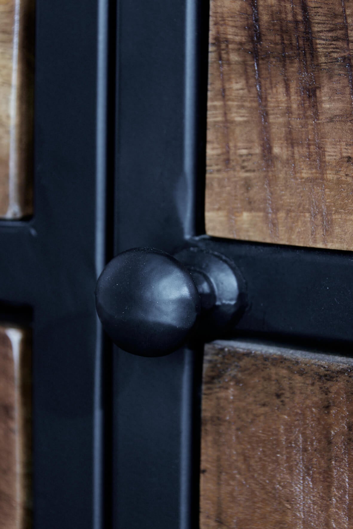 Industrial Sideboard with Cupboards and Drawers - Matt Black door and drawer knob