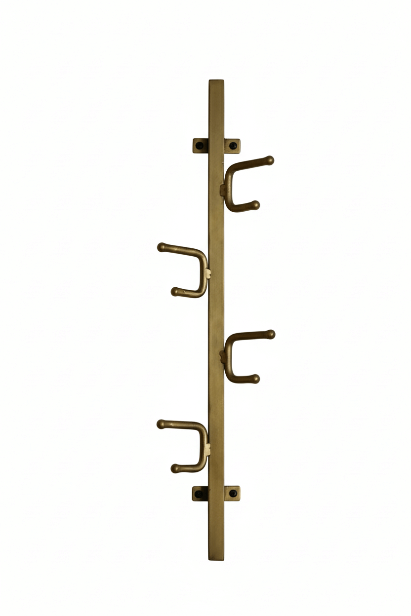 Industrial Vertical Hook Rail - Antique Brass