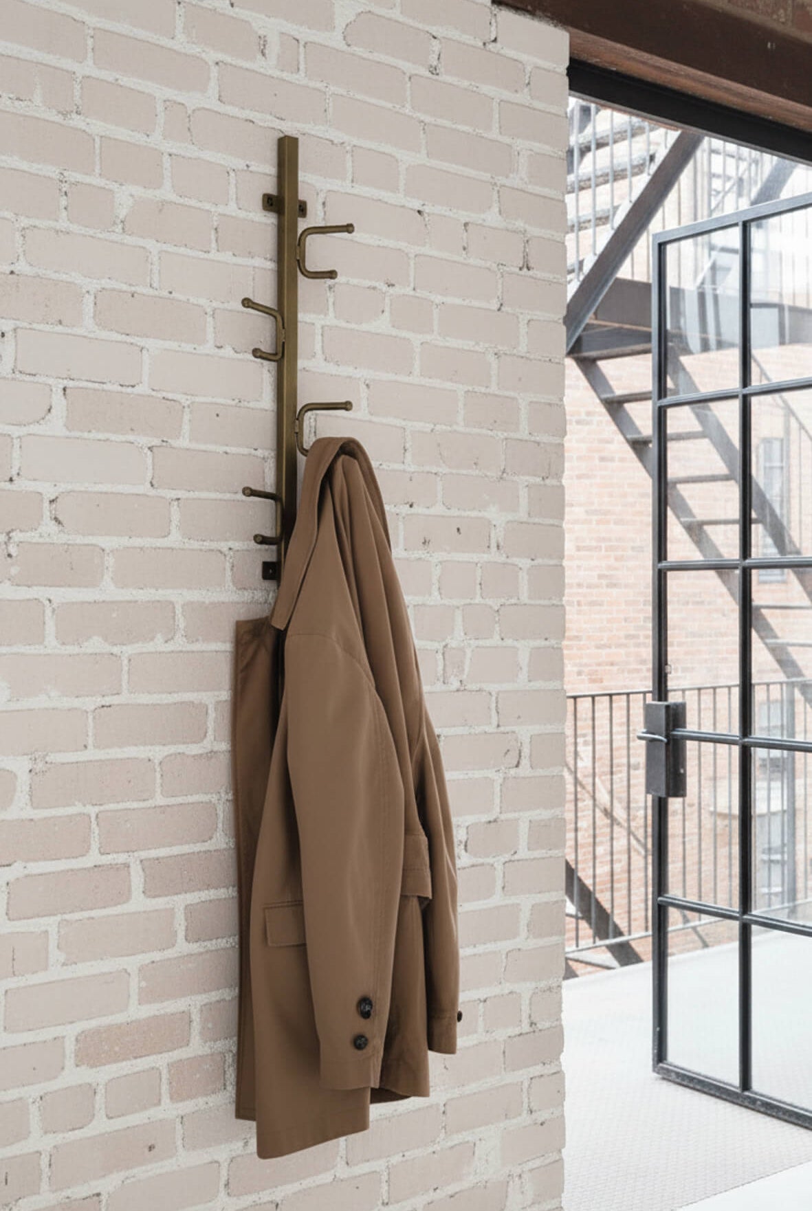 Industrial Vertical Hook Rail - Antique Brass