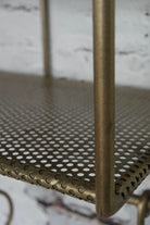 Industrial Wall Shelf with Hooks - Narrow -  Antique Brass mesh close up