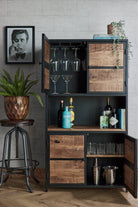 Industrial Drinks Cabinet with doors open