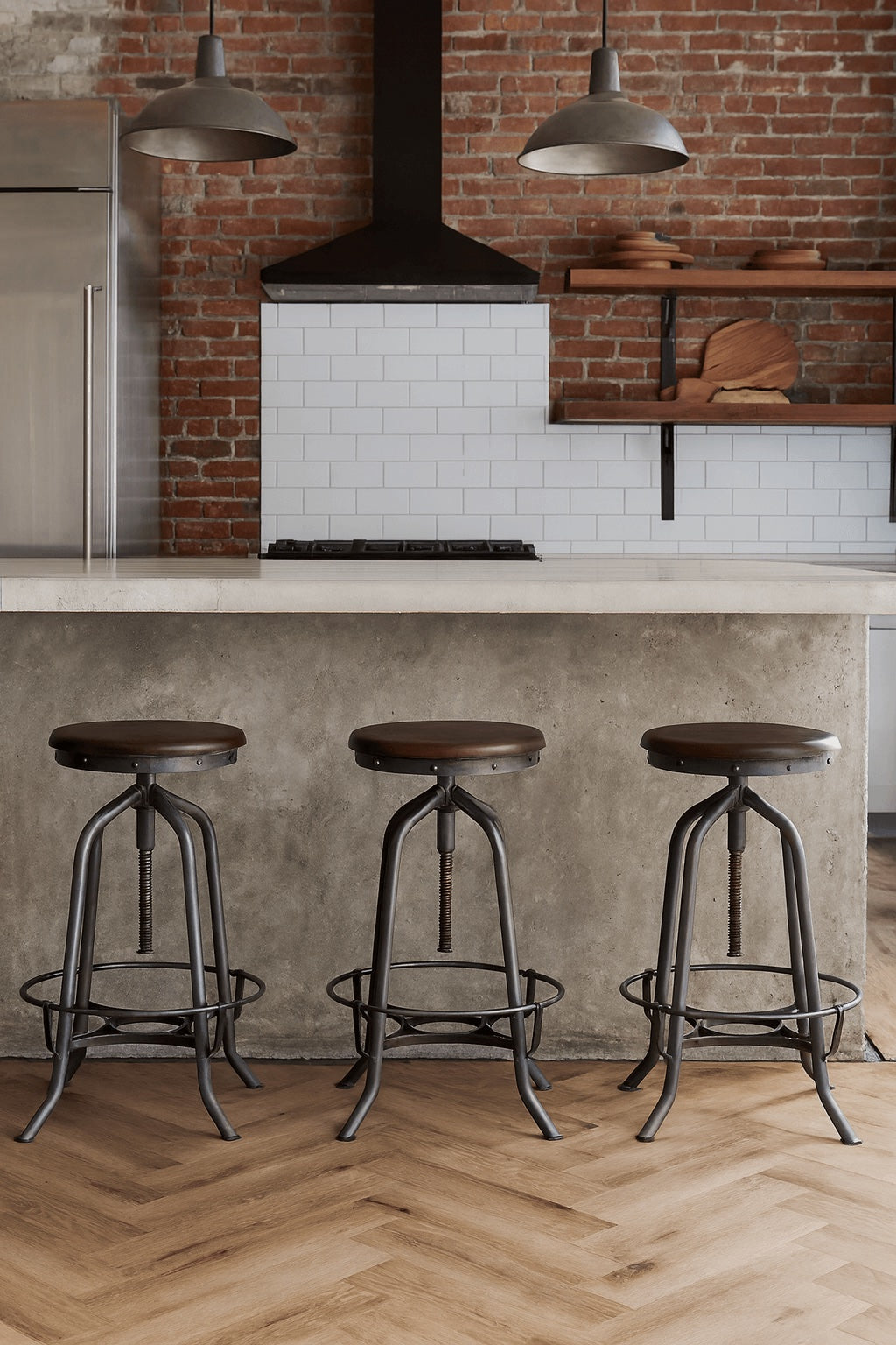 Machine Shop Bar Stool in an industrial style kitchen