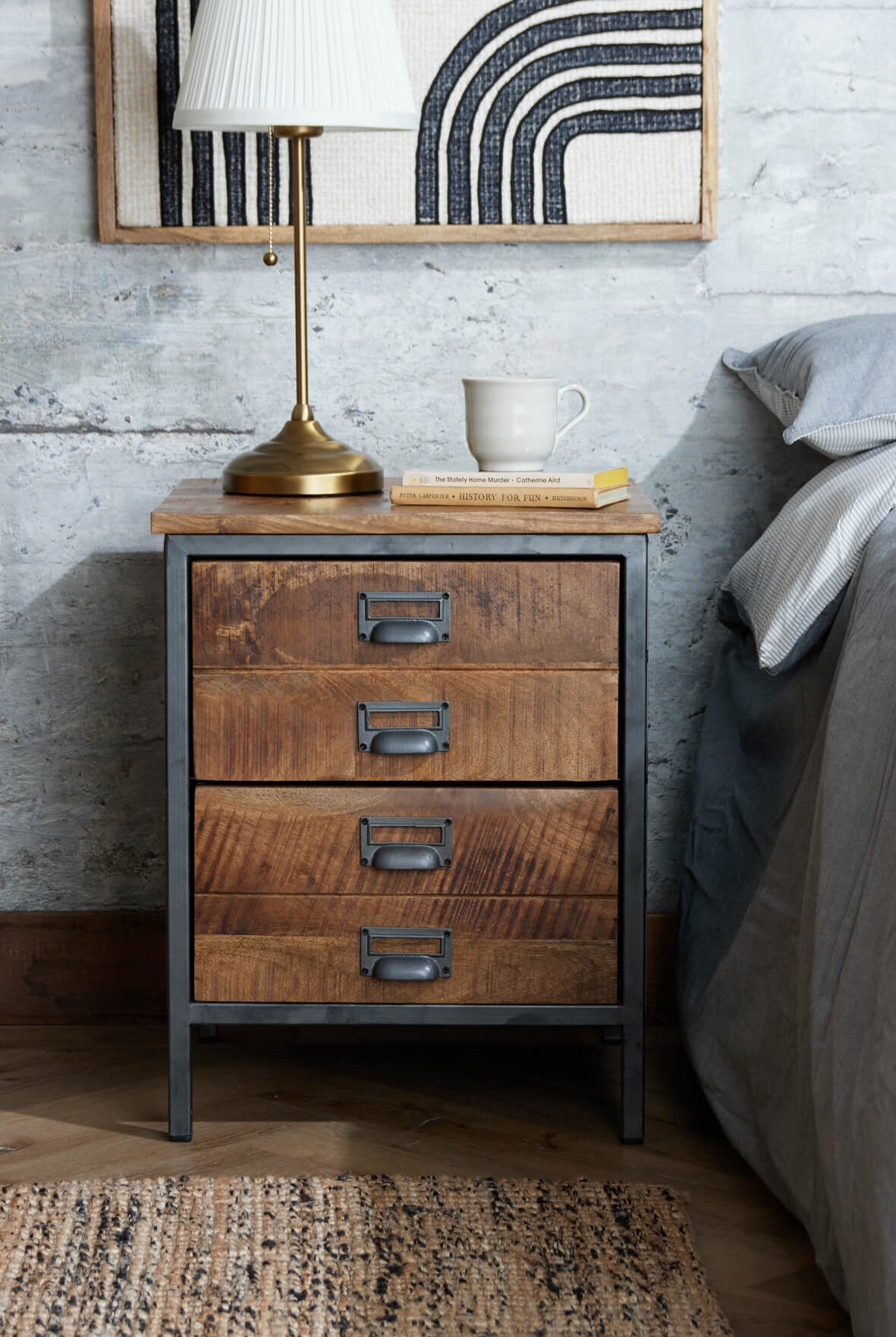 Rustic Saw Cut Bedside Table