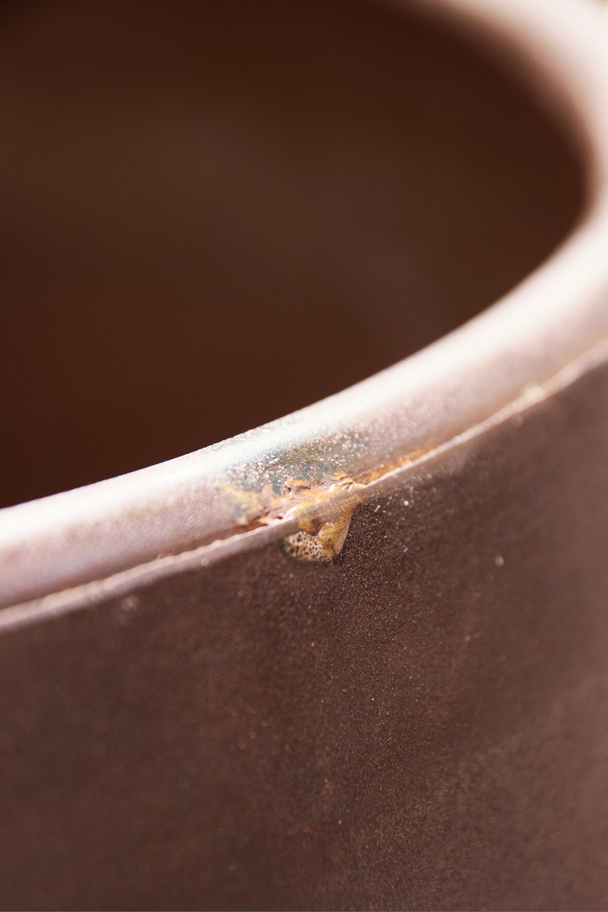 Rusty Iron Globe Planter - rim