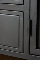 Vintage Industrial Style Sideboard close up of drawer and hinge