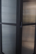 Industrial Fluted Glass Display Cabinet - Matt Black