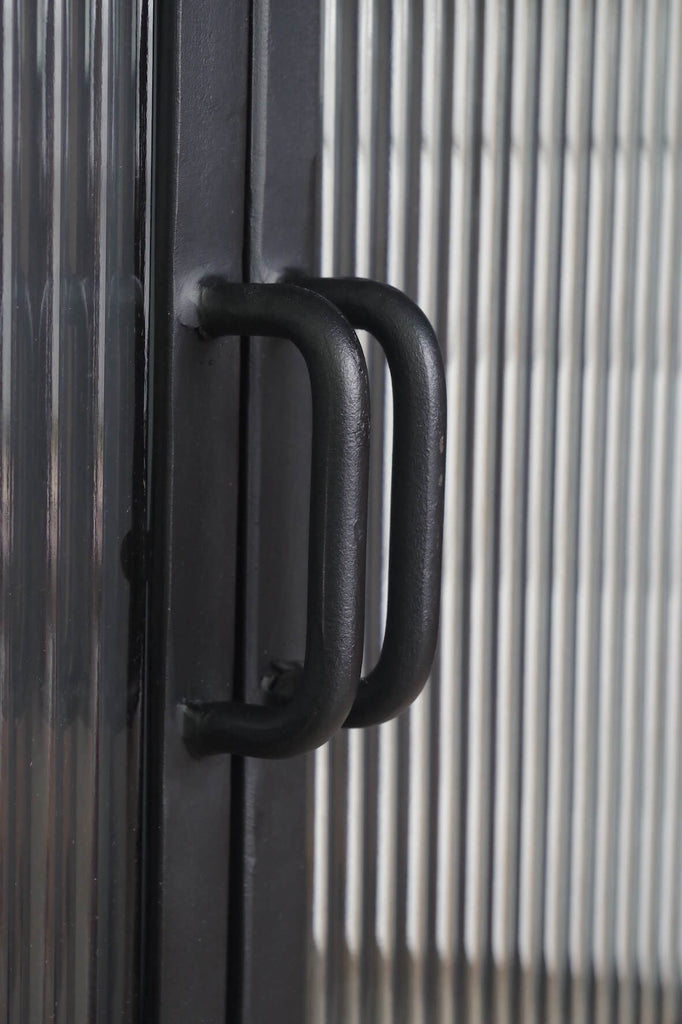 Industrial Fluted Glass Double Door Wall Cabinet