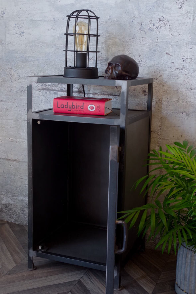 Industrial Perforated Bedside Table