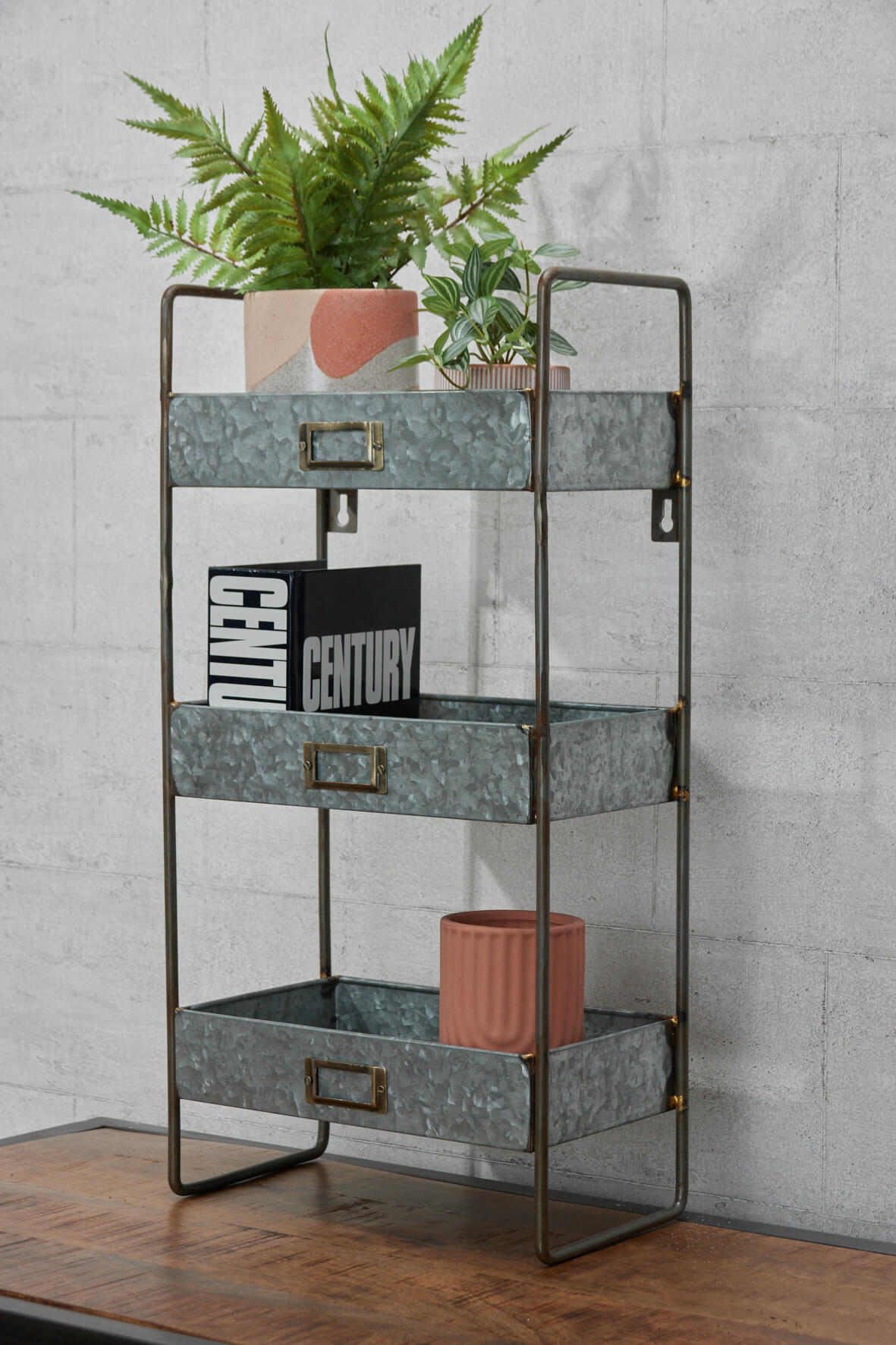 3 Tier Wall Shelf - Galvanised freestanding