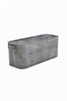 Aged Zinc Trough Planter with Handles - Medium - on white background
