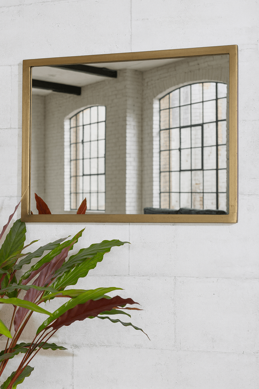 Antique Brass Metal Landscape Mirror