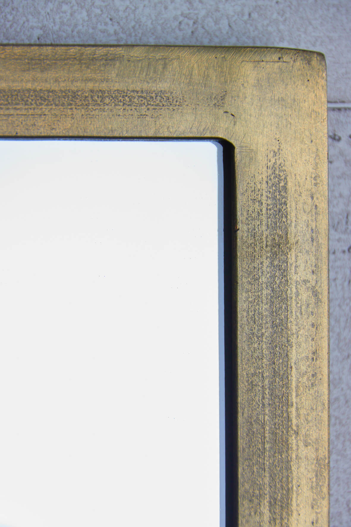 Antique Brass Metal Landscape Mirror close up of finish