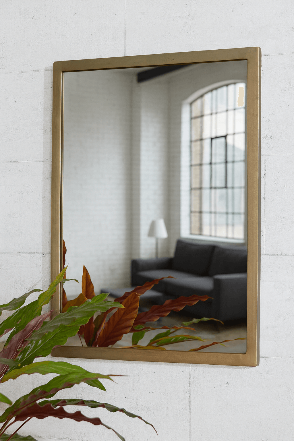Antique Brass Metal Portrait Mirror