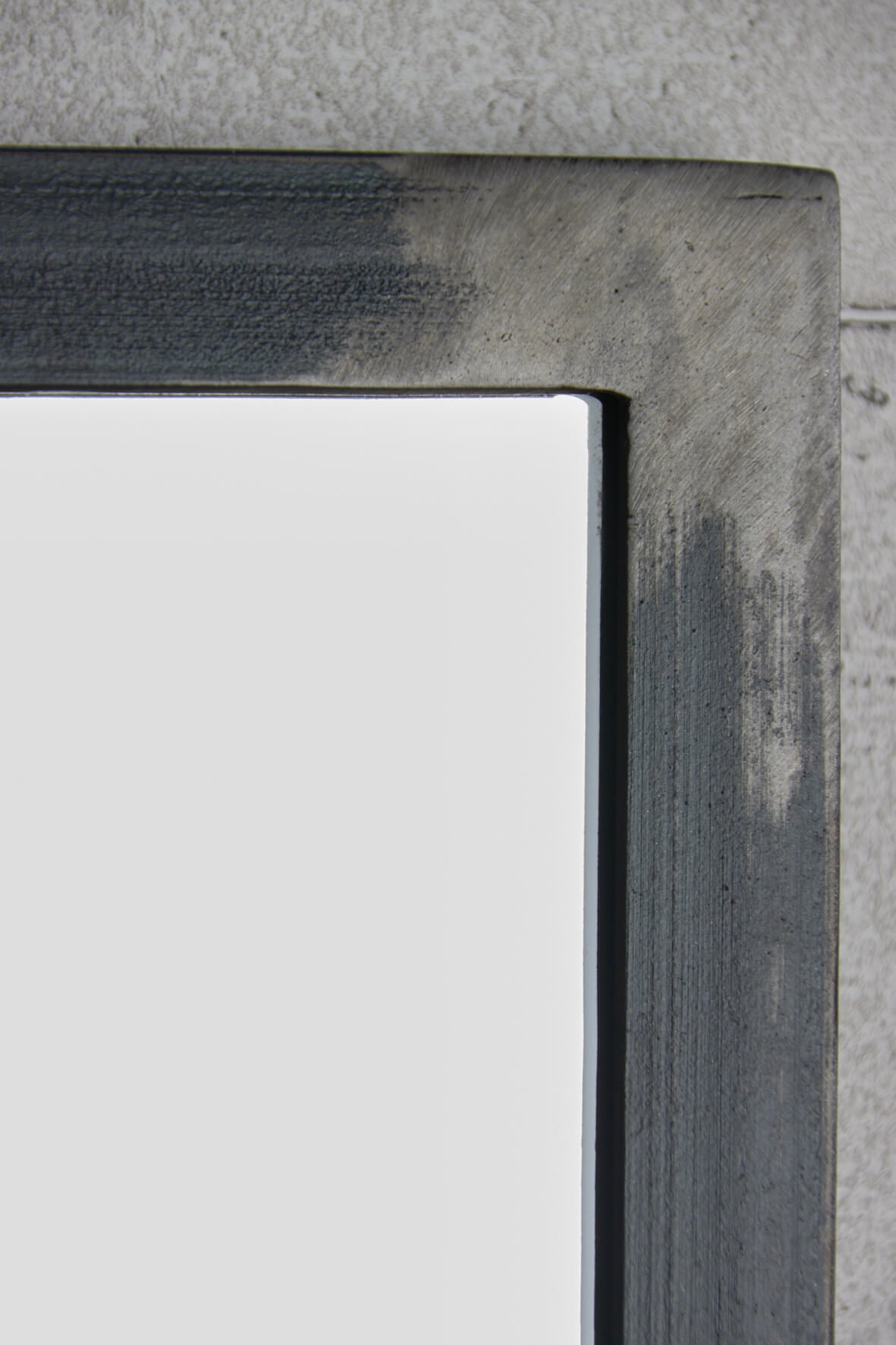 Distressed Metal Landscape Mirror close up of finish
