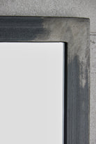 Distressed Metal Portrait Mirror close up of finish