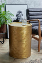 Hammered Side Table - Antique Brass