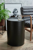 Hammered Side Table - Matt Black