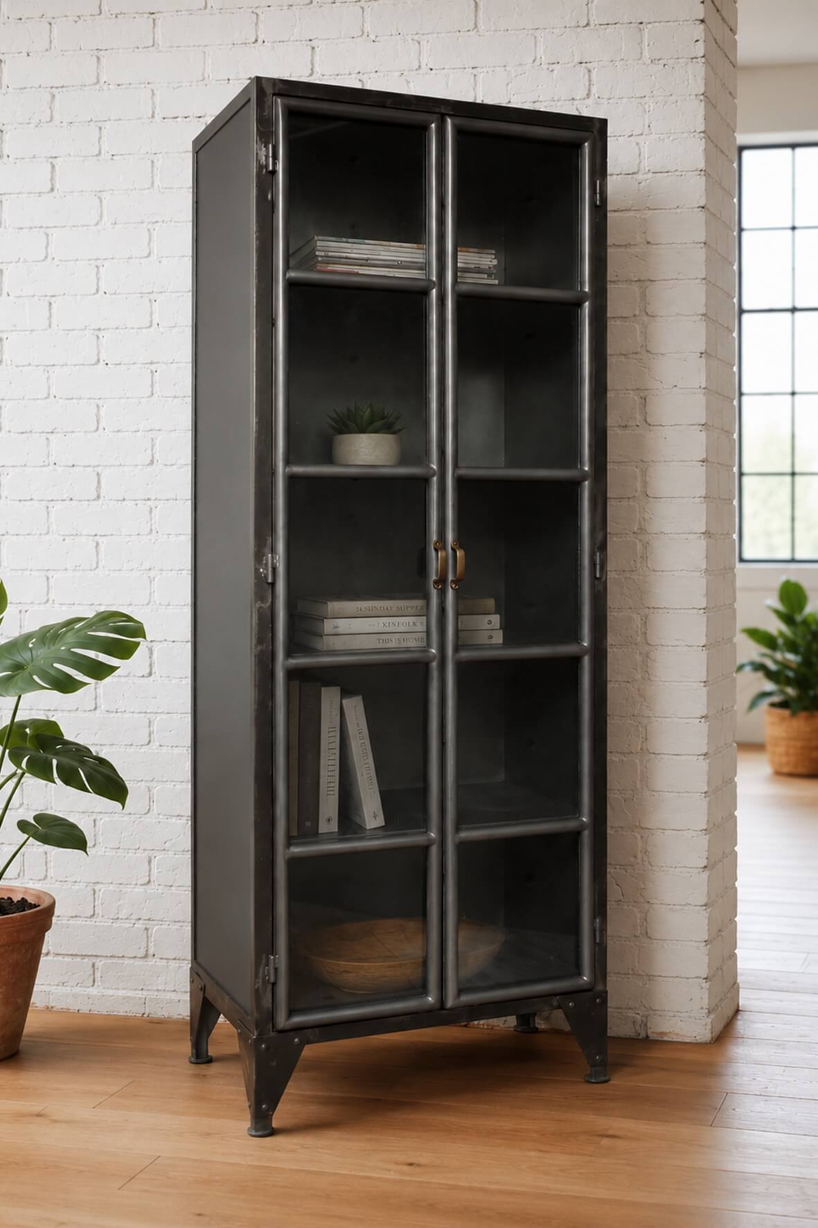 Industrial Display Cabinet in a warehouse style apartment