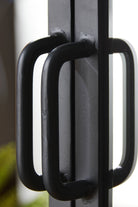 Industrial Mirrored Double Door Bathroom Cabinet - Matt Black close up of handle