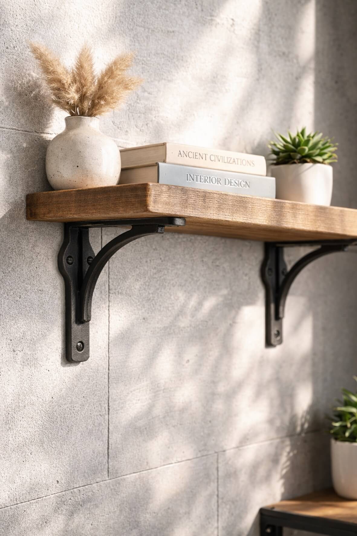 Industrial Cast Iron Medium Shelf Bracket - Pair