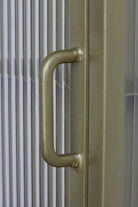 Industrial Fluted Glass Bathroom Cabinet - Antique Brass - close up of handle