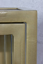 Industrial Fluted Glass Bathroom Cabinet - Antique Brass - close up of finish