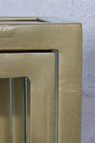 Industrial Fluted Glass Double Door Wall Cabinet - Antique Brass - close up of finish