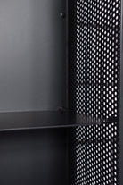 Industrial Mirrored Tall Slim Bathroom Cabinet - Matt Black