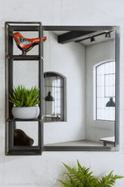 Industrial Mirror with Display Shelves - Distressed