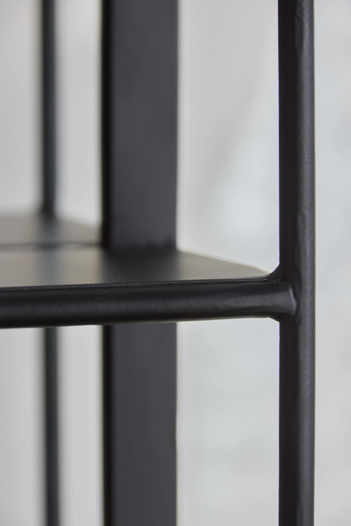 Industrial Mirror with Display Shelves - Matt Black close up of shelf