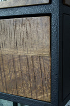 Industrial Narrow Bookcase with Cupboard and Drawer