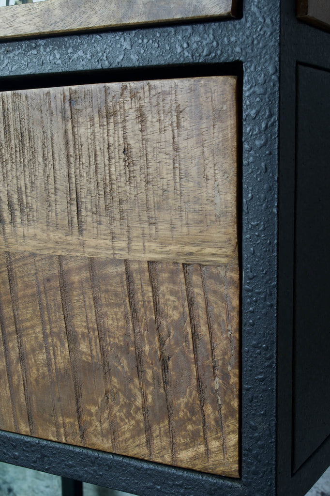 Industrial Narrow Bookcase with Cupboard and Drawers Vincent and Barn