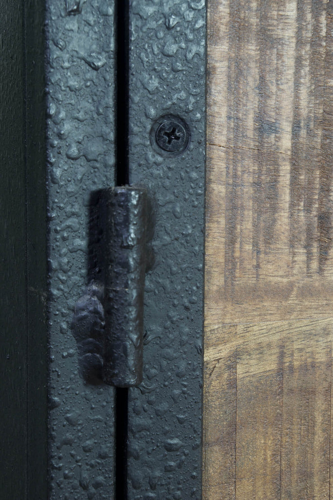 Industrial Narrow Bookcase with Cupboard and Drawers Vincent and Barn
