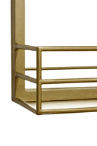 Industrial Portrait Mirror - Antique Brass - close up of shelf