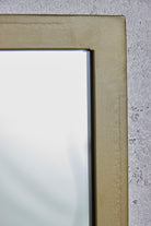 Industrial Portrait Mirror - Antique Brass close up of finish