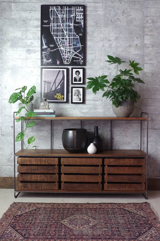 Industrial Rebar Sideboard with Crates