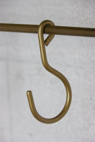 Industrial Wall Shelf with Hooks - Tall - Antique Brass hook detail