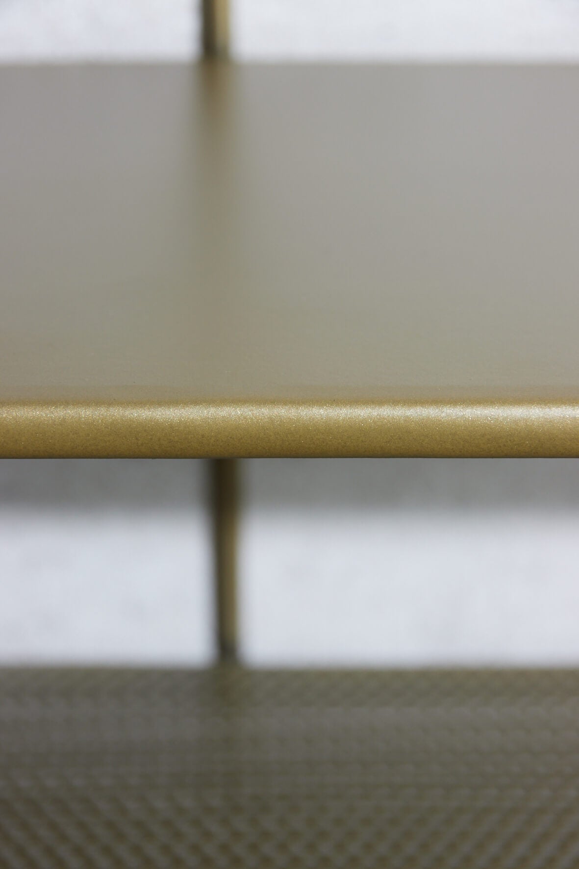 Industrial Wall Shelf with Hooks - Narrow - Antique Brass - shelf edge colour
