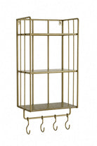 Industrial Wall Shelf with Hook s- Narrow - Antique Brass - white background

