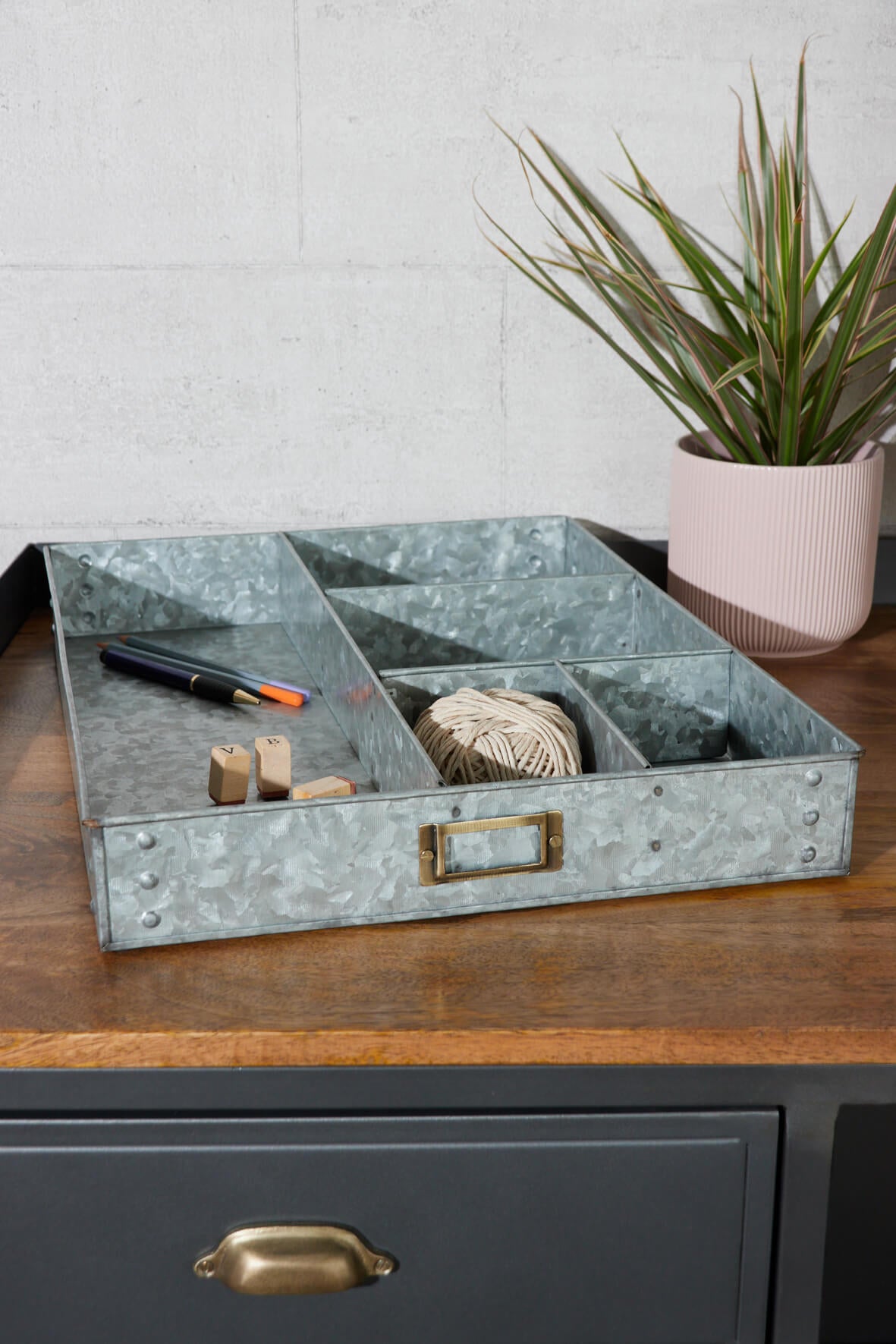 Rivet Desk Tray - Galvanised