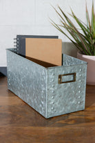 Rivet Narrow Storage Box - Galvanised