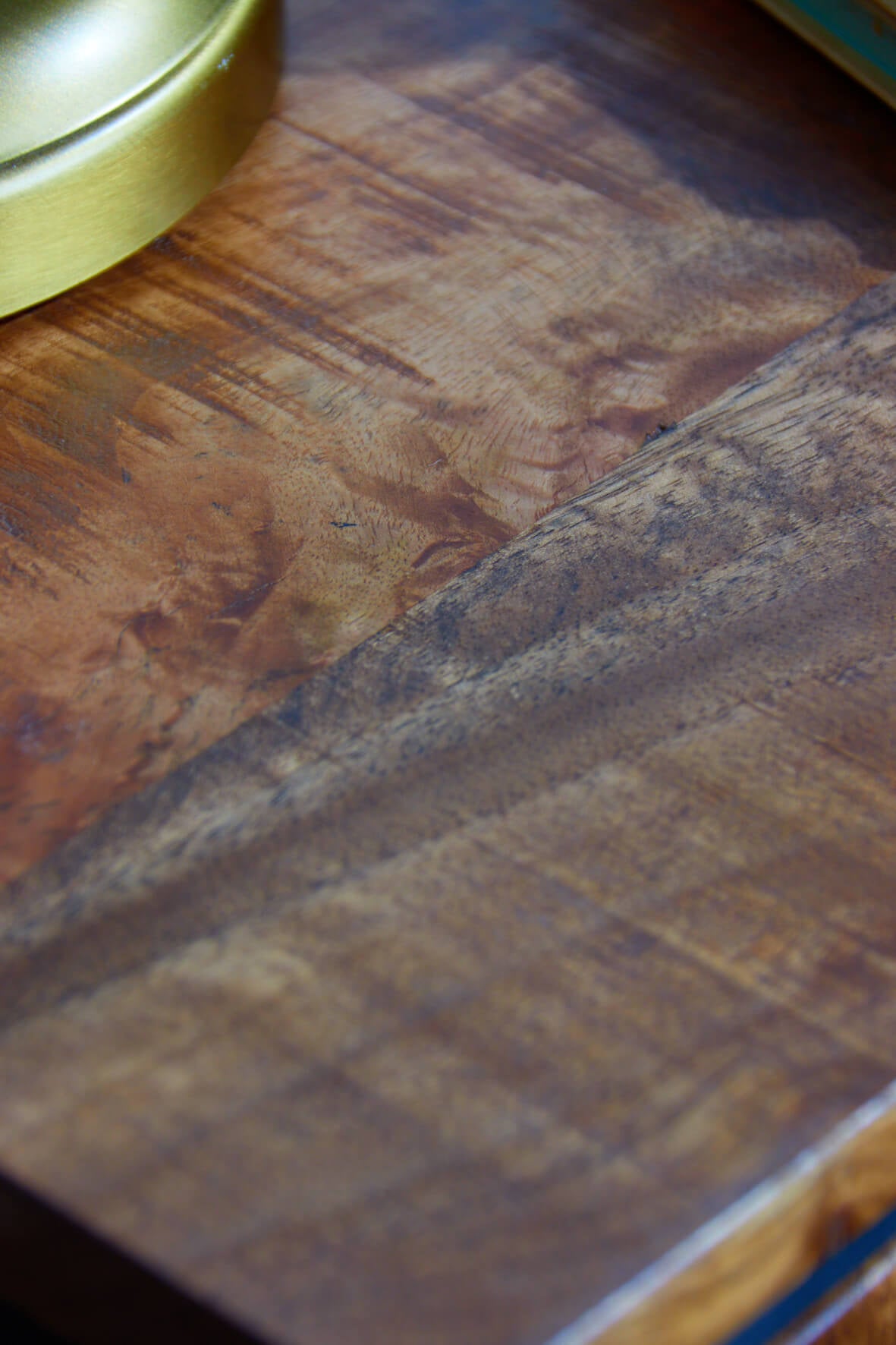 Rustic Saw Cut Bedside Table wooden top