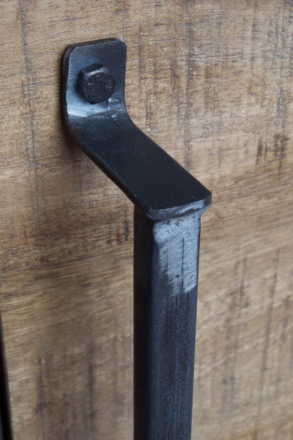 Saw Cut Bookcase with Cupboard-Distressed - handle detail