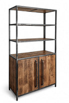 Saw Cut Bookcase with Cupboard-Distressed - on a white background