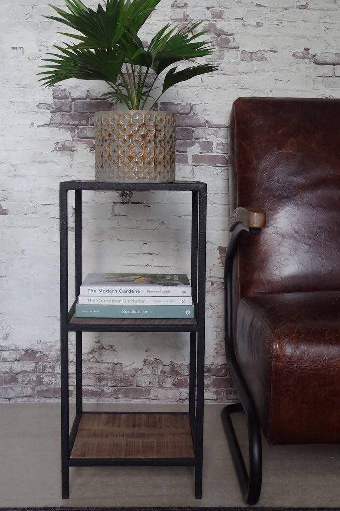 Saw Cut Side Table - Textured Black