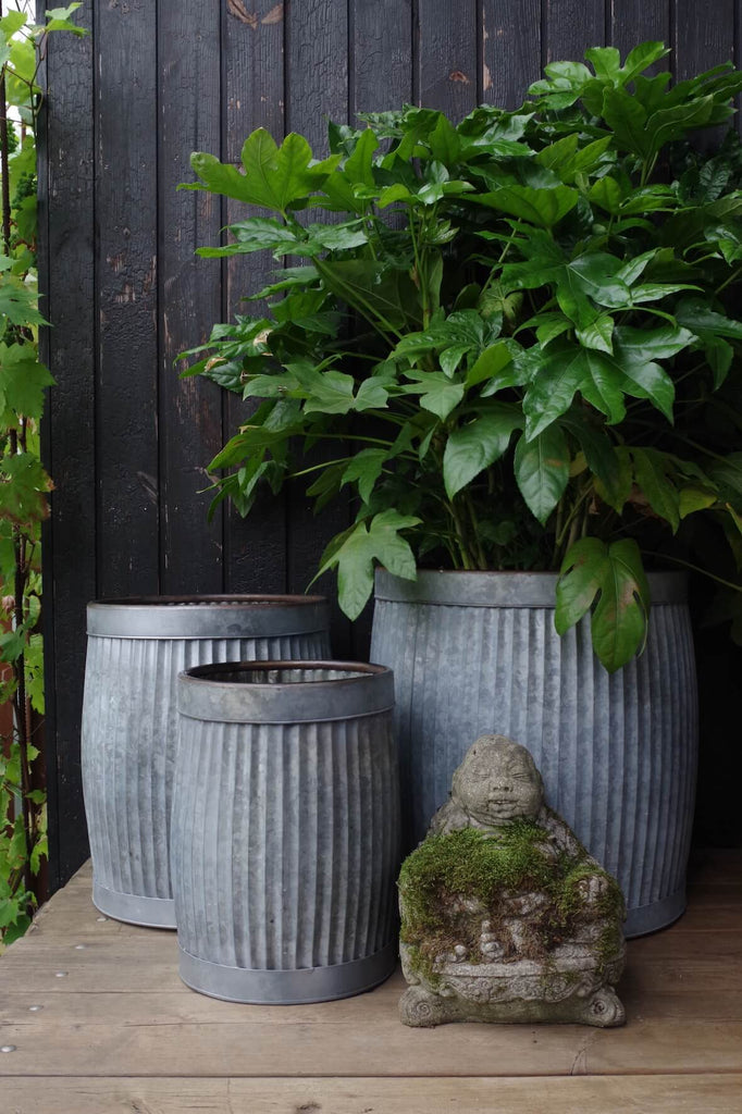 Galvanised Fluted Planters - Set of 3
